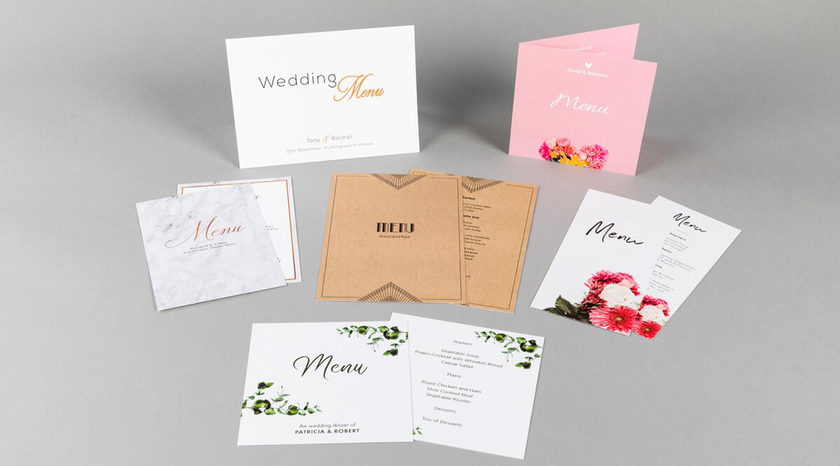 Digital Print Folded Wedding Menu